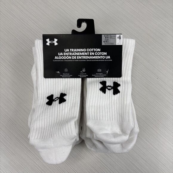 Under Armour UA Training Cotton Crew Socks Unisex 6 Pack Large NEW - Picture 1 of 4